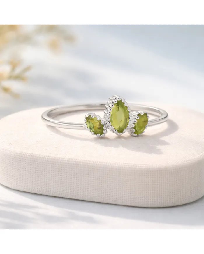 Natural Peridot Ring - 925 Sterling Silver Minimalist Handmade Jewelry