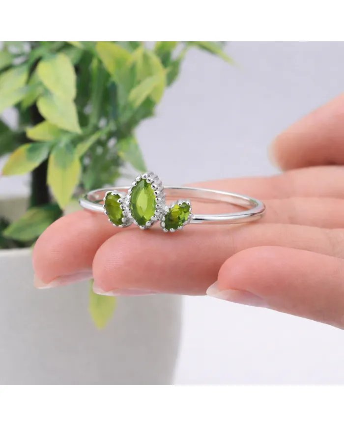 Natural Peridot Ring - 925 Sterling Silver Minimalist Handmade Jewelry