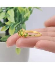 Natural Peridot Ring - 925 Silver Gold Plated Minimalist Handmade Jewelry