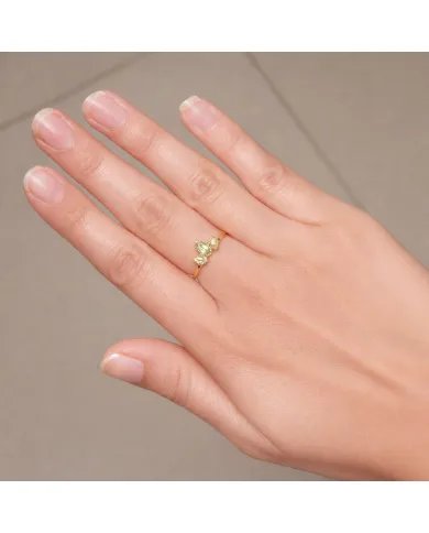 Natural Peridot Ring - 925 Silver Gold Plated Minimalist Handmade Jewelry