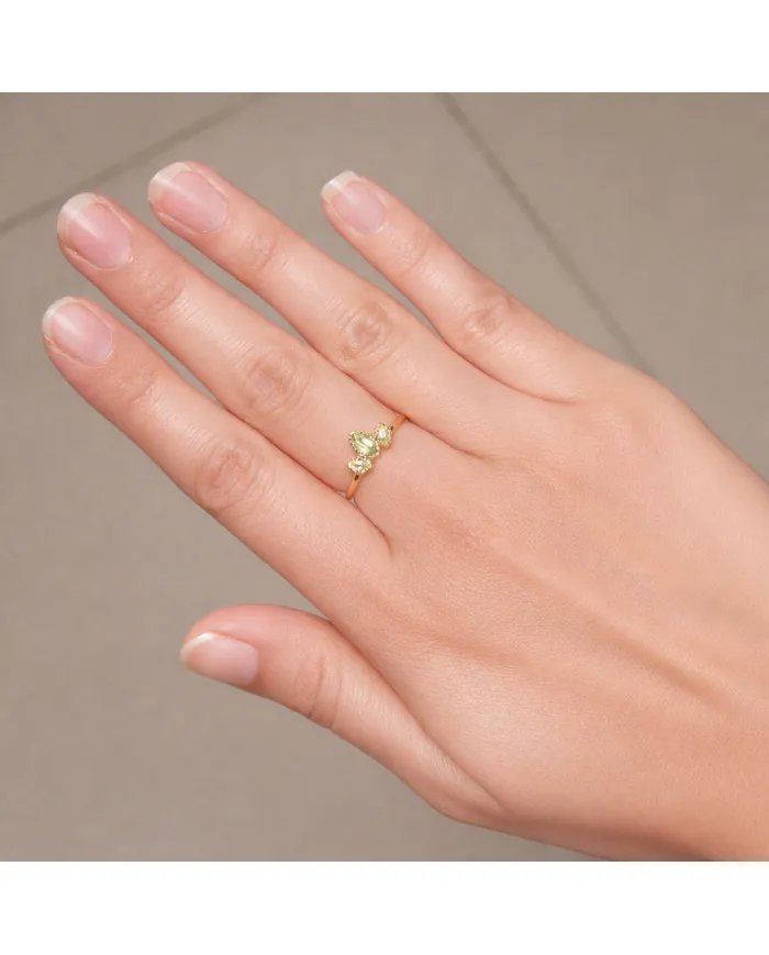 Natural Peridot Ring - 925 Silver Gold Plated Minimalist Handmade Jewelry