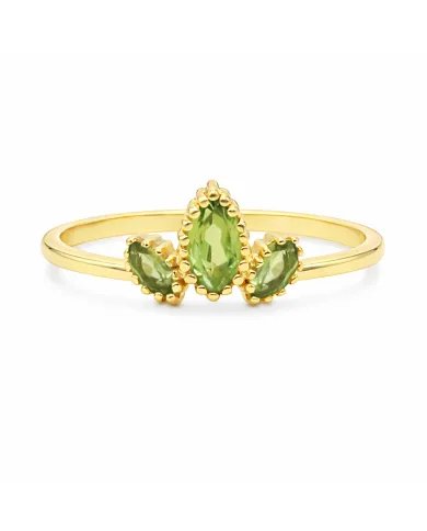 Natural Peridot Ring - 925 Silver Gold Plated Minimalist Handmade Jewelry