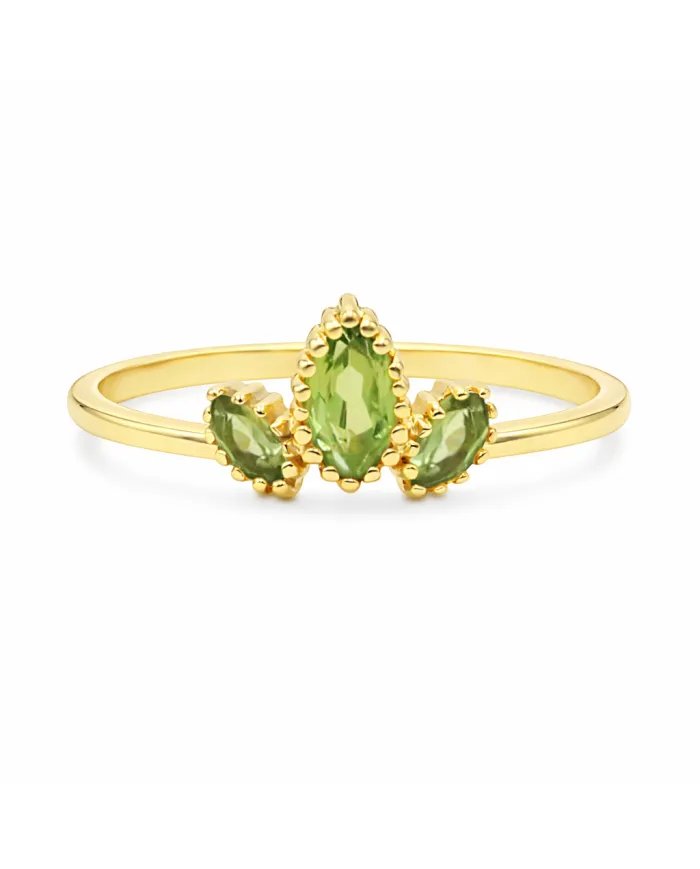 Natural Peridot Ring - 925 Silver Gold Plated Minimalist Handmade Jewelry
