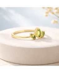 Natural Peridot Ring - 925 Silver Gold Plated Minimalist Handmade Jewelry