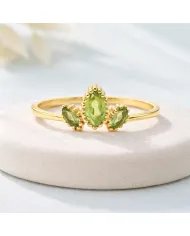 Natural Peridot Ring - 925 Silver Gold Plated Minimalist Handmade Jewelry