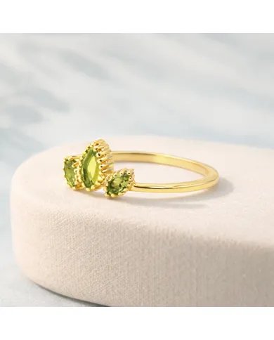 Natural Peridot Ring - 925 Silver Gold Plated Minimalist Handmade Jewelry