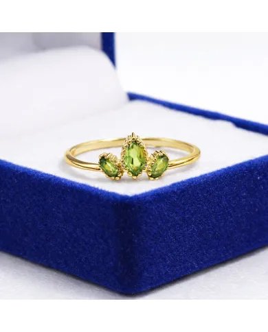 Natural Peridot Ring - 925 Silver Gold Plated Minimalist Handmade Jewelry