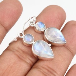 Natural Moonstone Earrings, Beautiful Teardrop Earrings, 925 Silver Pendant, Vintage Dangle Earrings, June Birthstone Earrings