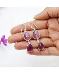 Natural Tourmaline Earrings - 925 Sterling Silver Handmade Jewelry