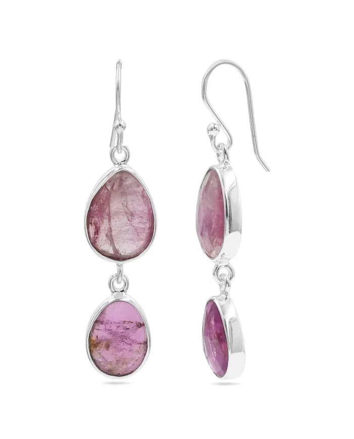 Natural Tourmaline Earrings - 925 Sterling Silver Handmade Jewelry