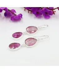 Natural Tourmaline Earrings - 925 Sterling Silver Handmade Jewelry