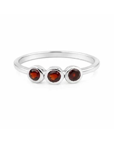 Red Garnet Half Eternity Ring – Handmade 925 Sterling Silver Jewelry