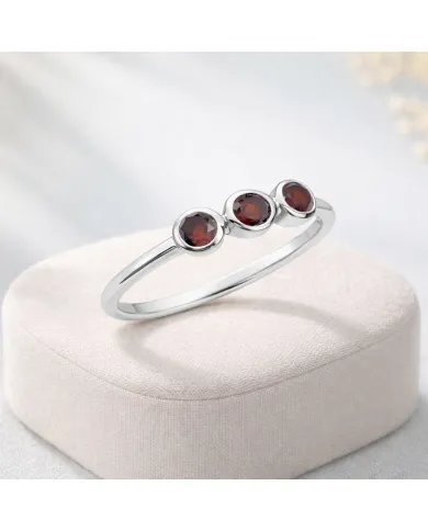 Red Garnet Half Eternity Ring – Handmade 925 Sterling Silver Jewelry