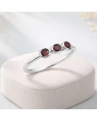 Red Garnet Half Eternity Ring – Handmade 925 Sterling Silver Jewelry