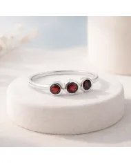 Red Garnet Half Eternity Ring – Handmade 925 Sterling Silver Jewelry