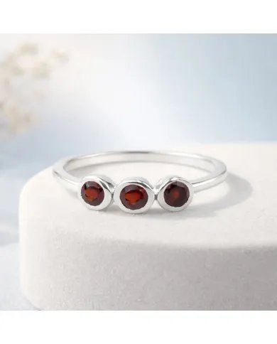Red Garnet Half Eternity Ring – Handmade 925 Sterling Silver Jewelry