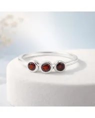 Red Garnet Half Eternity Ring – Handmade 925 Sterling Silver Jewelry