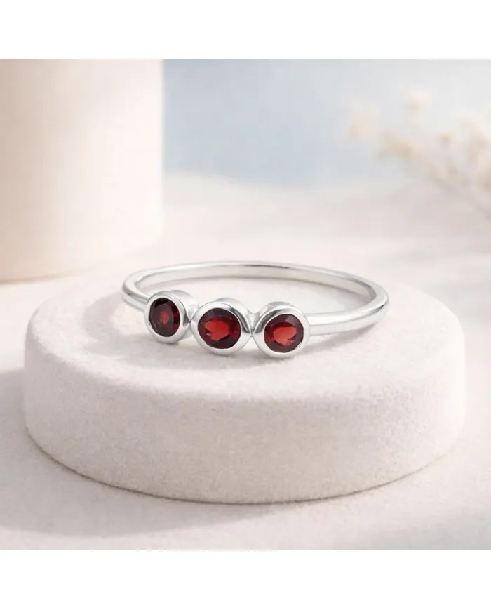 Red Garnet Half Eternity Ring – Handmade 925 Sterling Silver Jewelry