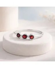 Red Garnet Half Eternity Ring – Handmade 925 Sterling Silver Jewelry