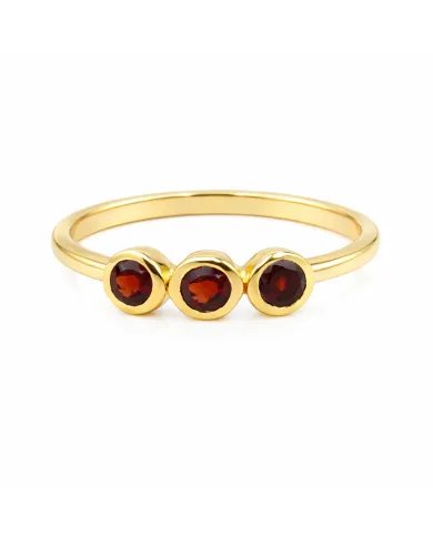 Red Garnet Half Eternity Band Ring – Gold-Plated 925 Silver Jewelry