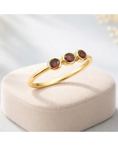 Red Garnet Half Eternity Band Ring – Gold-Plated 925 Silver Jewelry