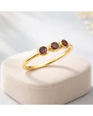 Red Garnet Half Eternity Band Ring – Gold-Plated 925 Silver Jewelry