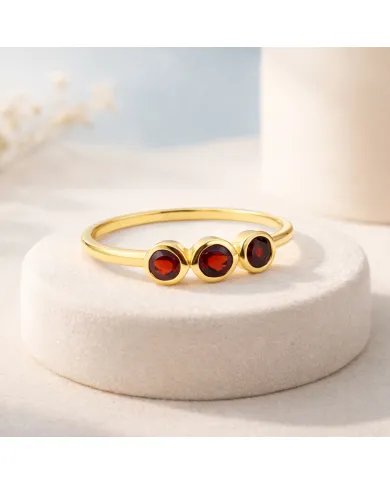 Red Garnet Half Eternity Band Ring – Gold-Plated 925 Silver Jewelry