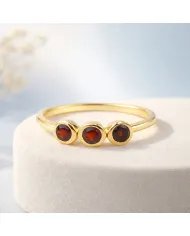 Red Garnet Half Eternity Band Ring – Gold-Plated 925 Silver Jewelry