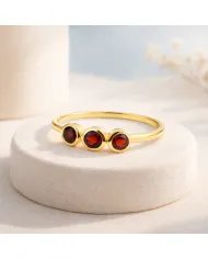 Red Garnet Half Eternity Band Ring – Gold-Plated 925 Silver Jewelry