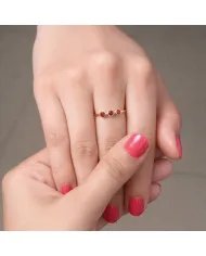 Red Garnet Half Eternity Band Ring – Gold-Plated 925 Silver Jewelry