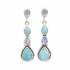Turquoise Earrings, Sterling Silver Earrings, Moonstone Earrings, Pear Gemstone Earrings, Statement Earrings, Women's Earrings