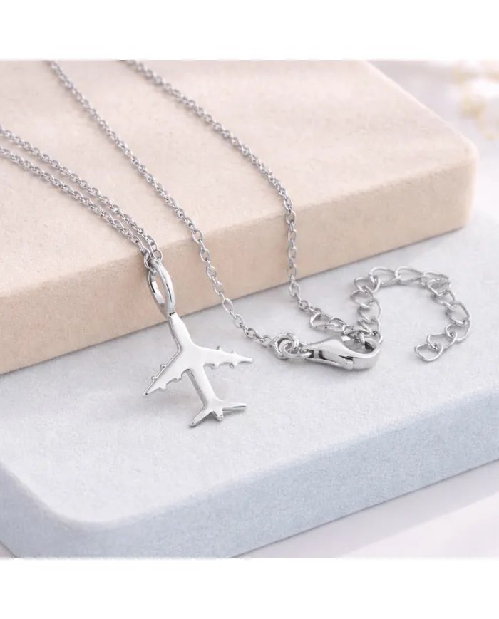 Airplane Pendant in 925 Sterling Silver - Handmade Lightweight Jewelry