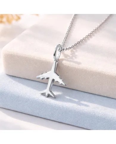 Airplane Pendant in 925 Sterling Silver - Handmade Lightweight Jewelry