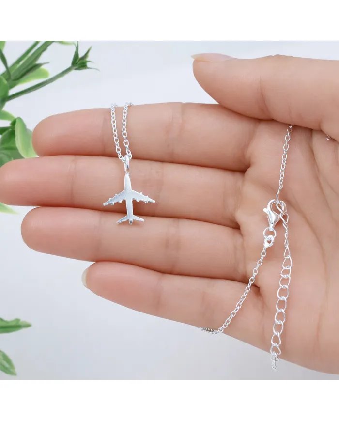 Airplane Pendant in 925 Sterling Silver - Handmade Lightweight Jewelry