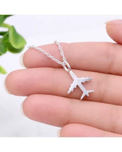 Airplane Pendant in 925 Sterling Silver - Handmade Lightweight Jewelry