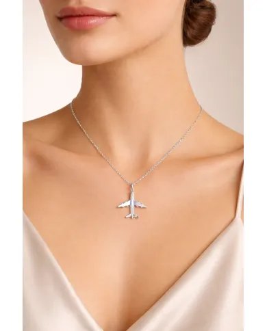 Airplane Pendant in 925 Sterling Silver - Handmade Lightweight Jewelry