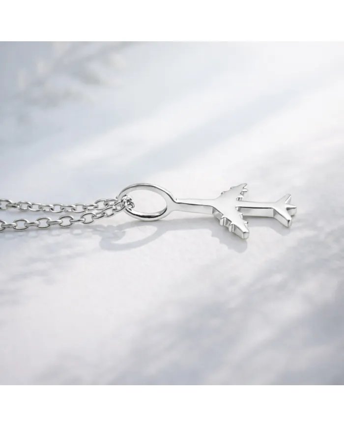 Airplane Pendant in 925 Sterling Silver - Handmade Lightweight Jewelry
