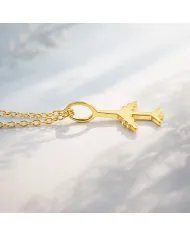 925 Silver Airplane Pendant - Handmade Gold Plated Lightweight Jewelry