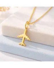 925 Silver Airplane Pendant - Handmade Gold Plated Lightweight Jewelry
