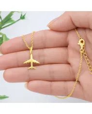 925 Silver Airplane Pendant - Handmade Gold Plated Lightweight Jewelry
