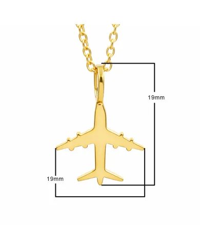 925 Silver Airplane Pendant - Handmade Gold Plated Lightweight Jewelry