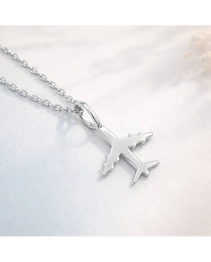 Airplane Pendant in 925 Sterling Silver - Handmade Lightweight Jewelry