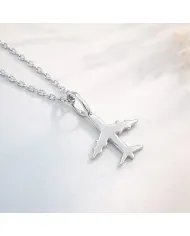 Airplane Pendant in 925 Sterling Silver - Handmade Lightweight Jewelry
