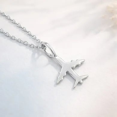 Airplane Pendant in 925 Sterling Silver - Handmade Lightweight Jewelry