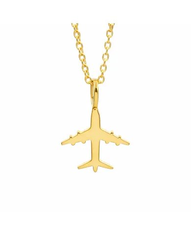 925 Silver Airplane Pendant - Handmade Gold Plated Lightweight Jewelry