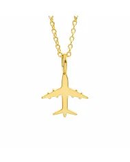 925 Silver Airplane Pendant - Handmade Gold Plated Lightweight Jewelry