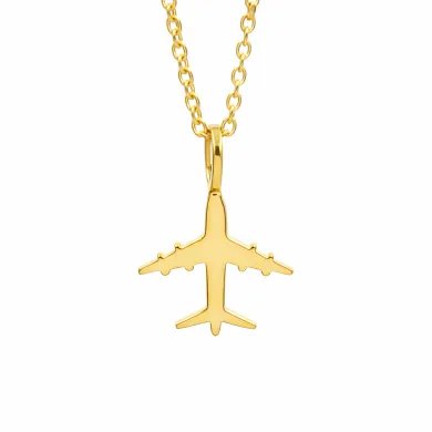 925 Silver Airplane Pendant - Handmade Gold Plated Lightweight Jewelry