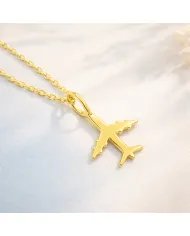 925 Silver Airplane Pendant - Handmade Gold Plated Lightweight Jewelry