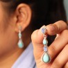 Turquoise Earrings, Sterling Silver Earrings, Moonstone Earrings, Pear Gemstone Earrings, Statement Earrings, Women's Earrings