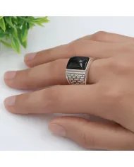 Black Onyx Men's Ring - Handmade 925 Sterling Silver Gemstone Jewelry